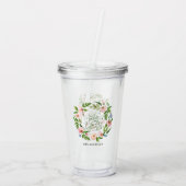 赤面ピンクフローラリース感謝していユー先生ギフト アクリルタンブラー (裏面)