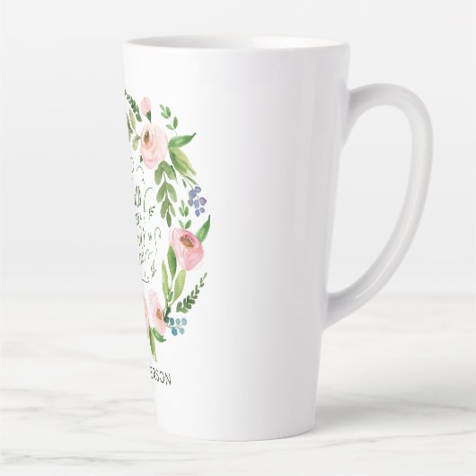 赤面ピンクフローラリース感謝していユー先生ギフト カフェラテマグ (右)