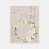 赤面ピンクフローラリース月次ベビーマイルストーン フリースブランケット (正面)