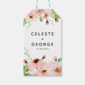 赤面ピンクフローラリース結婚式の引き出物 ギフトタグ (正面)