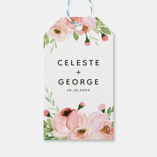 赤面ピンクフローラリース結婚式の引き出物 ギフトタグ (正面)