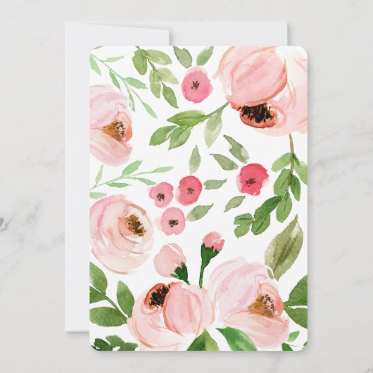 赤面ピンクフローラリース結婚式招待状 セーブザデート (裏面)