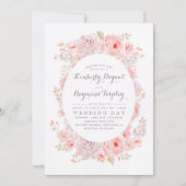 赤面ピンクフローラリース |ヴィンエレガントテージ結婚式 招待状 (正面)