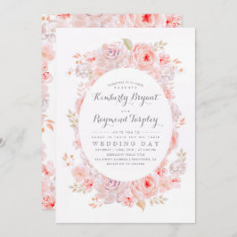 赤面ピンクフローラリース |ヴィンエレガントテージ結婚式 招待状