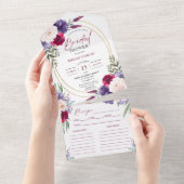 赤面ピンクフローラレシピブライダルシャワー招待 オールインワン招待状 (貼ってはがせる)