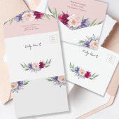 赤面ピンクフローラレシピブライダルシャワー招待 オールインワン招待状