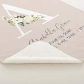 赤面ピンクフローラレターAベビースクリプト誕生統計 シェルパブランケット (3/4)