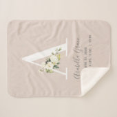 赤面ピンクフローラレターAベビースクリプト誕生統計 シェルパブランケット (正面(横))