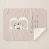 赤面ピンクフローラレターBベビースクリプト誕生統計 シェルパブランケット (正面(横))