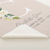 赤面ピンクフローラレターCベビースクリプト誕生統計 シェルパブランケット (3/4)