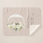 赤面ピンクフローラレターDベビースクリプト誕生統計 シェルパブランケット (正面(横))