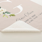 赤面ピンクフローラレターGベビースクリプト誕生統計 シェルパブランケット (3/4)