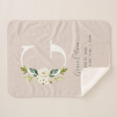 赤面ピンクフローラレターGベビースクリプト誕生統計 シェルパブランケット (正面(横))