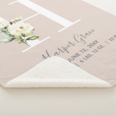 赤面ピンクフローラレターHベビースクリプト誕生統計 シェルパブランケット (3/4)