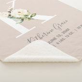 赤面ピンクフローラレターKベビースクリプト誕生統計 シェルパブランケット (3/4)