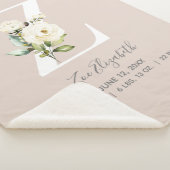 赤面ピンクフローラレターKベビースクリプト誕生統計 シェルパブランケット (3/4)