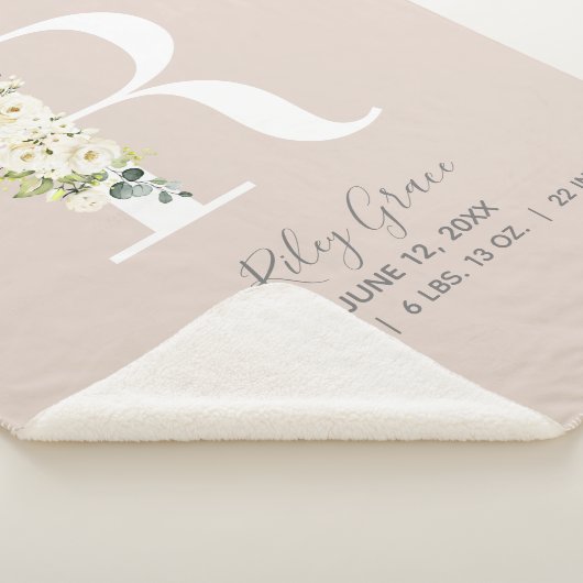 赤面ピンクフローラレターRベビースクリプト誕生統計 シェルパブランケット (3/4)