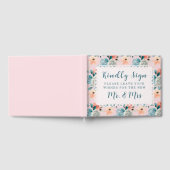 赤面ピンクフローラレースエレガントな結婚書道 ゲストブック (全面)