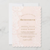 赤面ピンクフローラレースキンセアニェラ招待状 招待状 (正面)