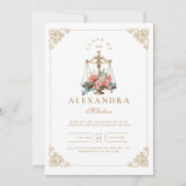 赤面ピンクフローラロースクール卒業 招待状 (正面)