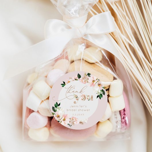 赤面ピンクフローラワイルドフラワーズブライダル感謝していユー ラウンドシール