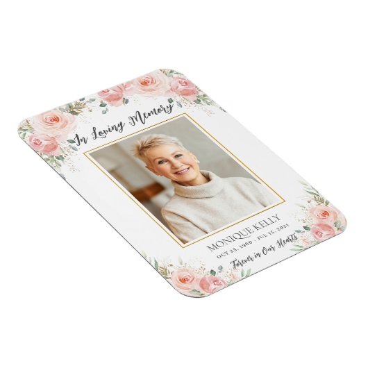 赤面ピンクフローラ写真葬儀記念 マグネット (右側)