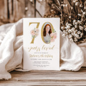 赤面ピンクフローラ写真70番目の誕生日招待状 招待状