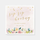 赤面ピンクフローラ園区ホレーブライダルシャワー スタンダードカクテルナプキン (正面)