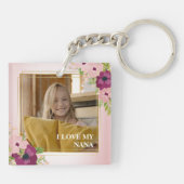 赤面ピンクフローラ大好き私のナナ写真 キーホルダー (裏面)
