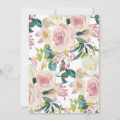 赤面ピンクフローラ女の子ベビーシャワー 招待状 (裏面)