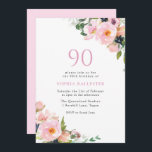 赤面ピンクフローラ女性90th誕生日パーティー 招待状<br><div class="desc">赤面ピンクのフローラ女性90thバースデーパーティーの招待状また、他の招待状やコレクションがたくさんある。</div>