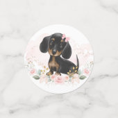 赤面ピンクフローラ子犬誕生日シャワーパーティー コンフェッティ (スモール正面)