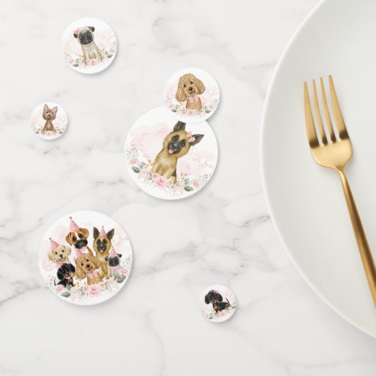 赤面ピンクフローラ子犬誕生日シャワーパーティー コンフェッティ (グループ)