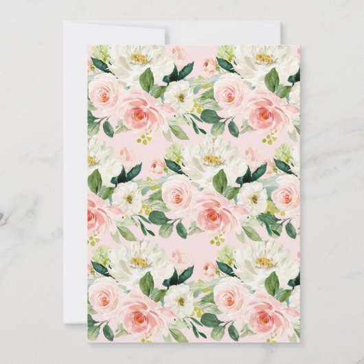 赤面ピンクフローラ小さなカボチャのベビーシャワー 招待状 (裏面)