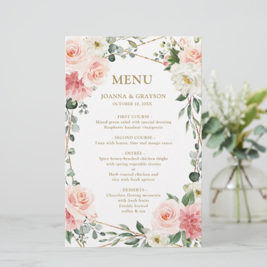 赤面ピンクフローラ幾何学植物結婚のメニュー (スタンド正面)