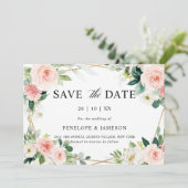赤面ピンクフローラ幾何学植物結婚の セーブザデート (スタンド正面)