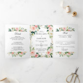 赤面ピンクフローラ幾何学植物結婚の 三つ折りプログラム (内部)