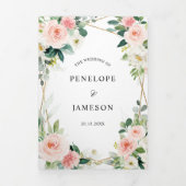 赤面ピンクフローラ幾何学植物結婚の 三つ折りプログラム (カバー)