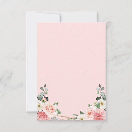 赤面ピンクフローラ幾何学植物結婚式RSVP 出欠カード (裏面)