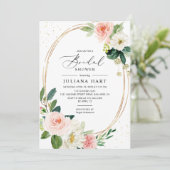 赤面ピンクフローラ幾何学模様ブライダルシャワー 招待状 (スタンド正面)