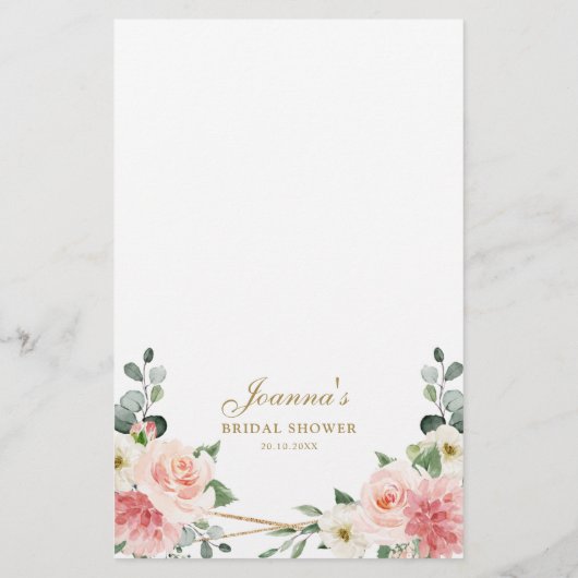 赤面ピンクフローラ幾何学的ブライダルシャワーゲーム (裏面)