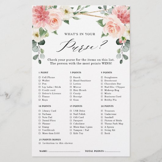 赤面ピンクフローラ幾何学的ブライダルシャワーゲーム (正面)