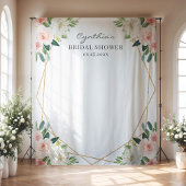 赤面ピンクフローラ幾何学的ブライダルシャワー背景 タペストリー