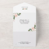 赤面ピンクフローラ幾何結婚 オールインワン招待状 (外側)