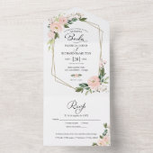 赤面ピンクフローラ幾何結婚 オールインワン招待状 (内側)