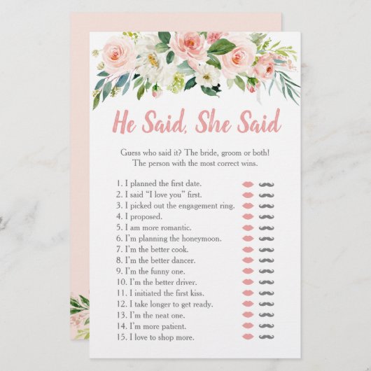 赤面ピンクフローラ彼は彼女はブライダルゲームを言った (正面/裏面)