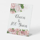 赤面ピンクフローラ応援から100年スクリプト 台座サイン (正面)