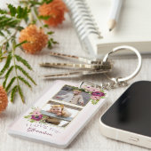 赤面ピンクフローラ愛してるおばあちゃんフォトコラージュ キーホルダー (正面右)