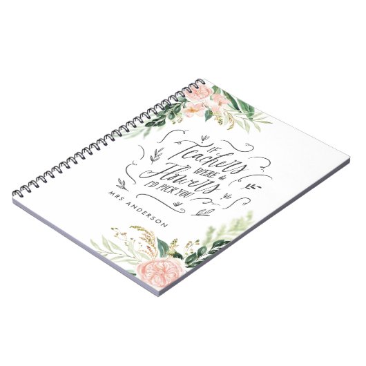 赤面ピンクフローラ感謝していユー先生ギフトアナウンス ノートブック (左側)