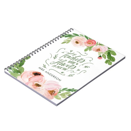 赤面ピンクフローラ感謝していユー先生ギフト ノートブック (左側)